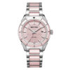 Rhythm F1207T03 two tone stainless steel chain & sapphire glass pink analog dial ladies classical watch
