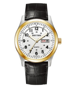 Rhythm G1101L03 black leather & white analog dial men’s formal watch