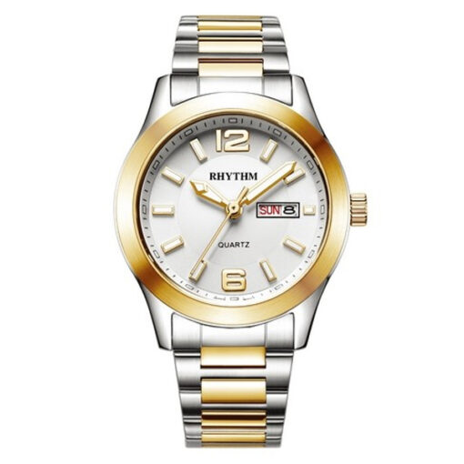 Rhythm G1105S03 two tone stainless steel & white analog dial men’s luxury watch