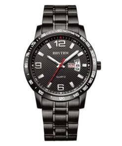 Rhythm G1109S06 black stainless steel & black analog dial men’s luxury watch