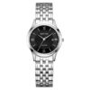 Rhythm G1202S02 silver stainless steel & black analog dial ladies wrist watch