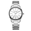 Rhythm G1203S01 silver stainless steel & white analog dial men's dress watch