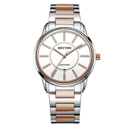 Rhythm G1203S05 two tone stainless steel & white analog dial men’s classical watch