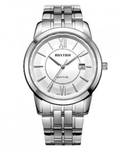 Rhythm G1303S01 silver stainless steel & silver analog dial men's wrist watch
