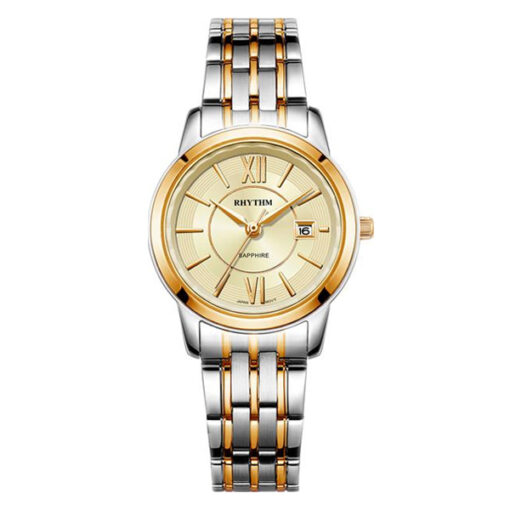 Rhythm G1304S04 two tone stainless steel & golden analog dial ladies classical watch