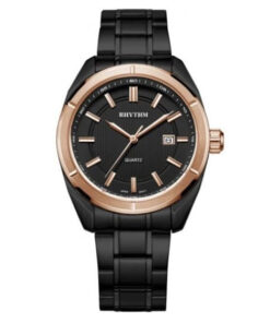 Rhythm G1305S05 black stainless steel & black analog dial men’s luxury watch