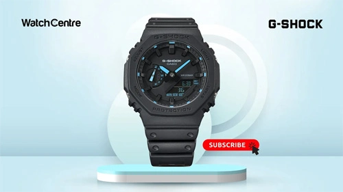 Casio G-Shock GA-2100-1A2 neon accent series black carbon core resin band analog digital dial men's quartz watch