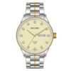 Rhythm GS1602S05 two tone stainless steel & yellow analog dial men’s classical watch