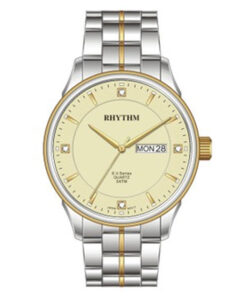 Rhythm GS1603S05 two tone stainless steel chain & golden analog dial men classical watch