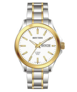 Rhythm GS1604S03 two tone stainless steel & white analog dial men’s dress watch