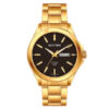 Rhythm GS1604S07 golden stainless steel & black analog dial men’s luxury watch