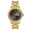 Rhythm GS1605S07 golden stainless steel & black analog dial gent's gift watch