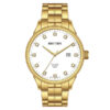 Rhythm GS1607S06 golden stainless steel & black analog dial men's dress watch