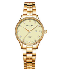 Rhythm GS1607S08 golden stainless steel & golden analog dial ladies gift watch