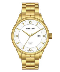 Rhythm GS1608S06 golden stainless steel band & white analog dial women luxury watch