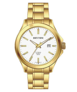 Rhythm GS1609S06 golden stainless steel & white analog dial men’s gift watch