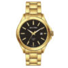 Rhythm GS1609S07 golden stainless steel & black analog dial men’s luxury watch