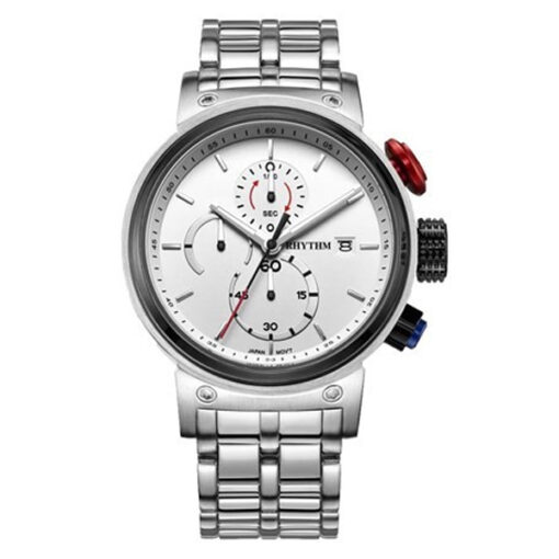 Rhythm I1101S01 silver stainless steel & white chronograph dial men’s dress watch