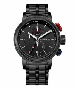 Rhythm I1101S02 black stainless steel & black chronograph dial men’s luxury watch