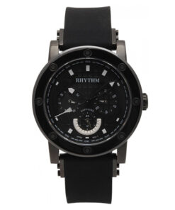 hythm I1204R03 black silicone band & black multi hand dial men’s fashion watch