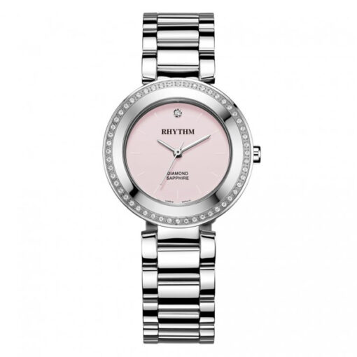 Rhythm L1202S02 silver stainless steel chain & sapphire glass white analog dial ladies simple watch