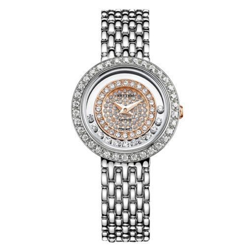 Rhythm L1203S03 silver stainless steel & white analog dial ladies dress watch