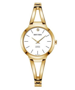 Rhythm L1501S02 golden stainless steel & white analog dial ladies luxury watch