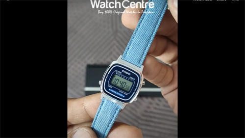 Casio LA-670WL-2A2 blue denim pattern ladies digital vintage watch