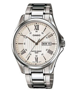 Casio MTP-1384D-7A silver stainless band & silver dial men's dress watch