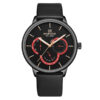 NaviForce NF3011 Black leather strap round chronograph dial men's quartz watch
