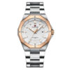 NaviForce 9200 silver stainless steel chain round analog dial men's dress watch