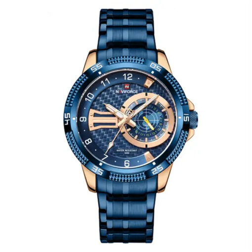 NaviForce NF9206 blue stainless steel chain round analog dial men's dress watch