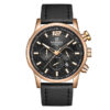 NaviForce 8002 black leather strap rose gold case round chronograph dial men's dress watch