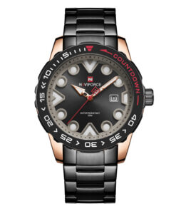 NaviForce 9178 black stainless steel chain round analog dial men's wrist watch
