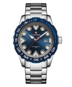 NaviForce 9178 silver stainless steel chain blue analog dial men's quartz watch