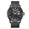 NaviForce NF9155A black mesh chain analog dial men's dress watch