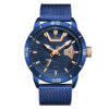 NaviForce NF9155A blue mesh steel chain round analog dial men's wrist watch