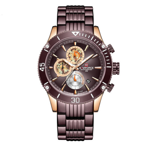 NaviForce NF9173 full brown stainless steel men's dress watch