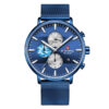 Naviforce NF9169 blue mesh steel chain round chronograph dial men's wrist watch