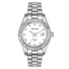 Rhythm RA1622S01 silver stainless steel band & white analog dial ladies wrist watch