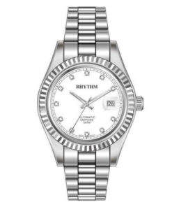 Rhythm RA1622S01 silver stainless steel band & white analog dial ladies wrist watch