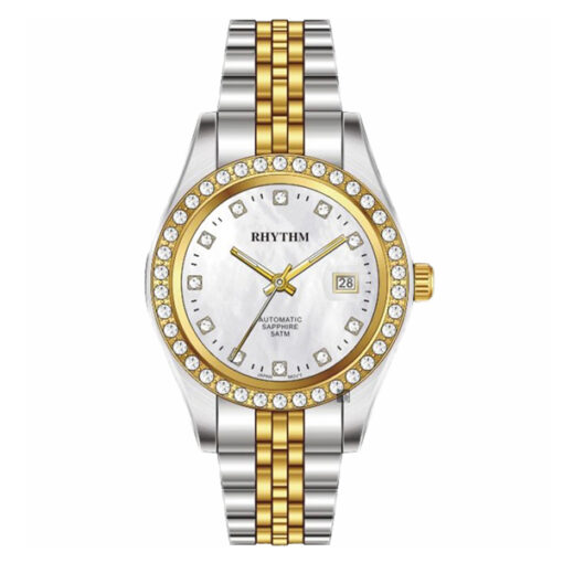 Rhythm RA1628S03 two tone stainless steel & silver analog dial ladies classical watch