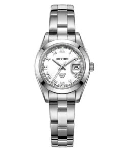 Rhythm RQ1614S01 silver stainless steel chain & sapphire glass white analog dial formal watch