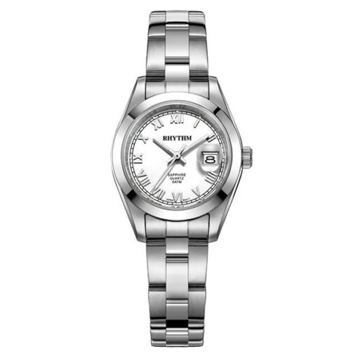 Rhythm RQ1614S01 silver stainless steel chain & sapphire glass white analog dial formal watch