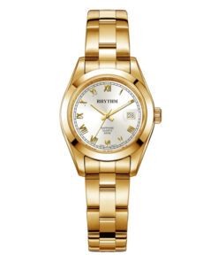 Rhythm RQ1614S05 golden stainless steel & silver analog dial ladies stylish watch