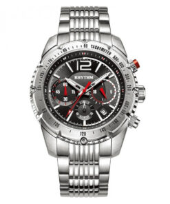 Rhythm S1102S02 silver stainless steel & black chronograph dial men’s classical watch
