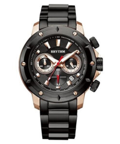 Rhythm S1103S04 black stainless steel & black chronograph dial men’s luxury watch