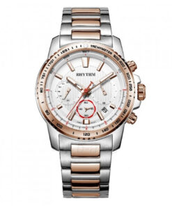 Rhythm S1401S04 two tone stainless steel & white chronograph dial men's gift watch