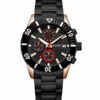 Rhythm S1406S05 black stainless steel & black dial men's chronograph luxury watch