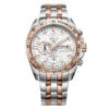 Rhythm S1407S04 two tone stainless steel & white chronograph dial men's stylish watch